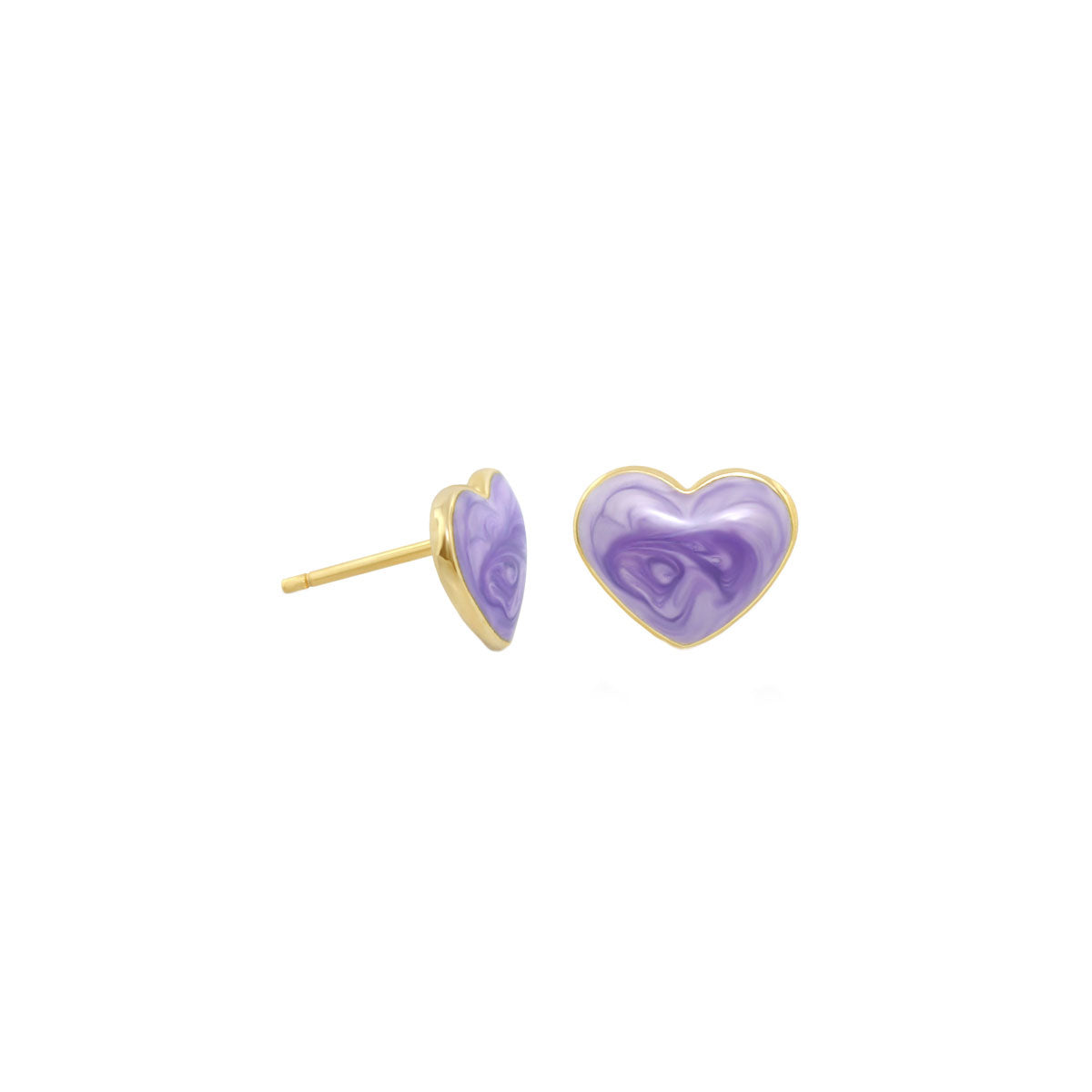Enamel Heart Stud Earrings by Lauren G Adams, marbled hearts with gold trim, 2-pc set on Tampa Home & Garden Store