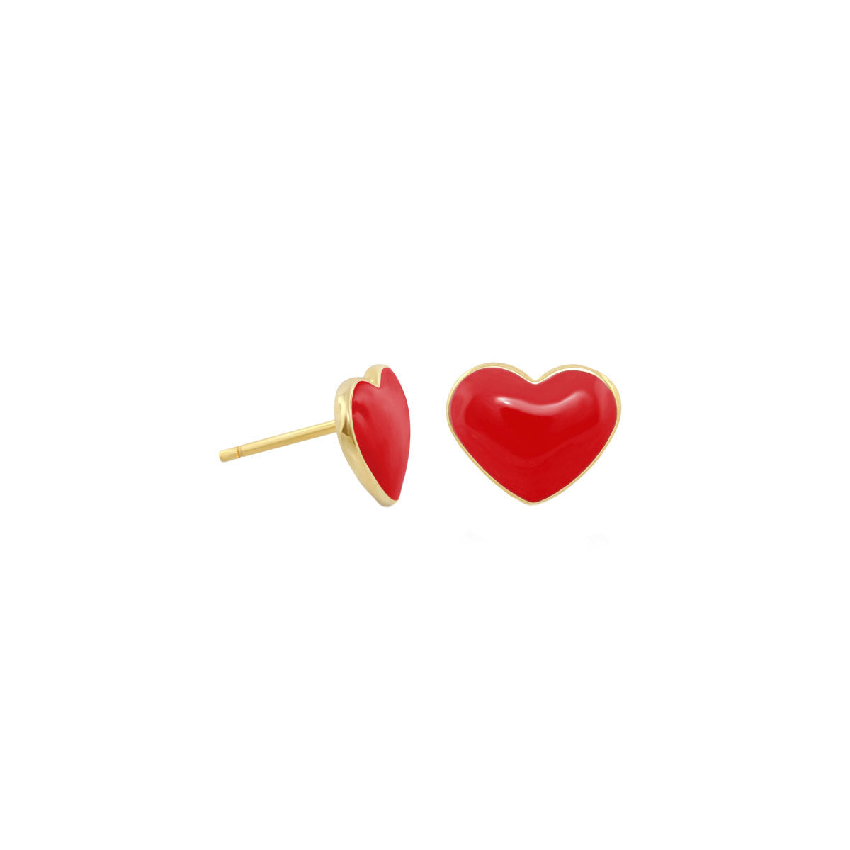 Enamel Heart Stud Earrings pair, red enamel hearts with gold trim, Lauren G Adams on Tampa Home & Garden Store