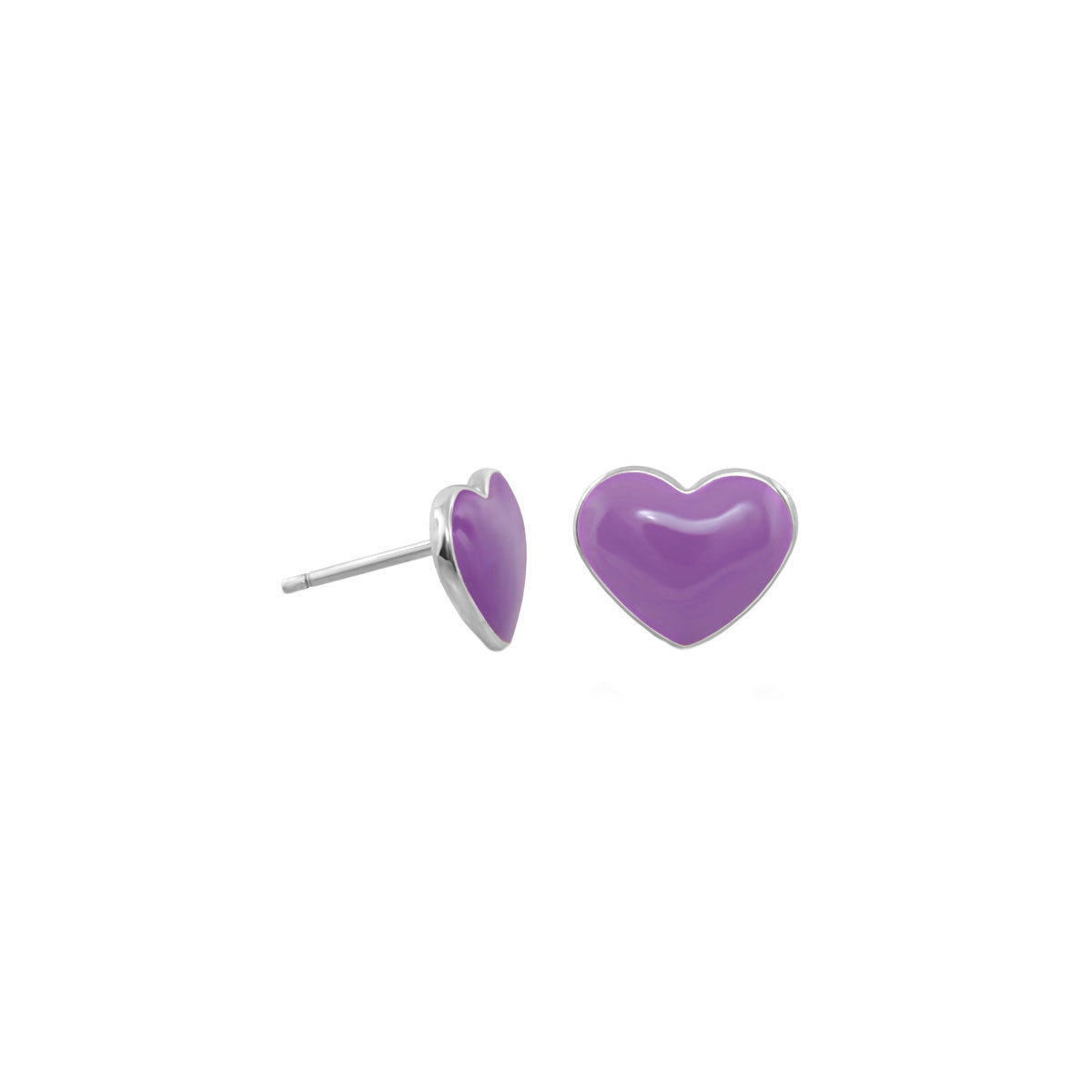 Enamel Heart Stud Earrings, purple enamel with silver-tone setting, Lauren G Adams on Tampa Home & Garden Store