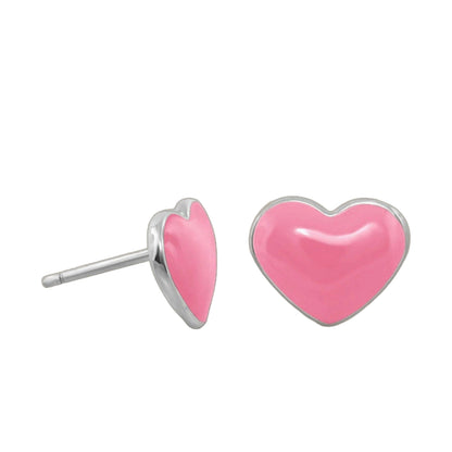 Enamel Heart Stud Earrings pink enamel hearts with silver trim Lauren G Adams 3-pack on Tampa Home & Garden Store