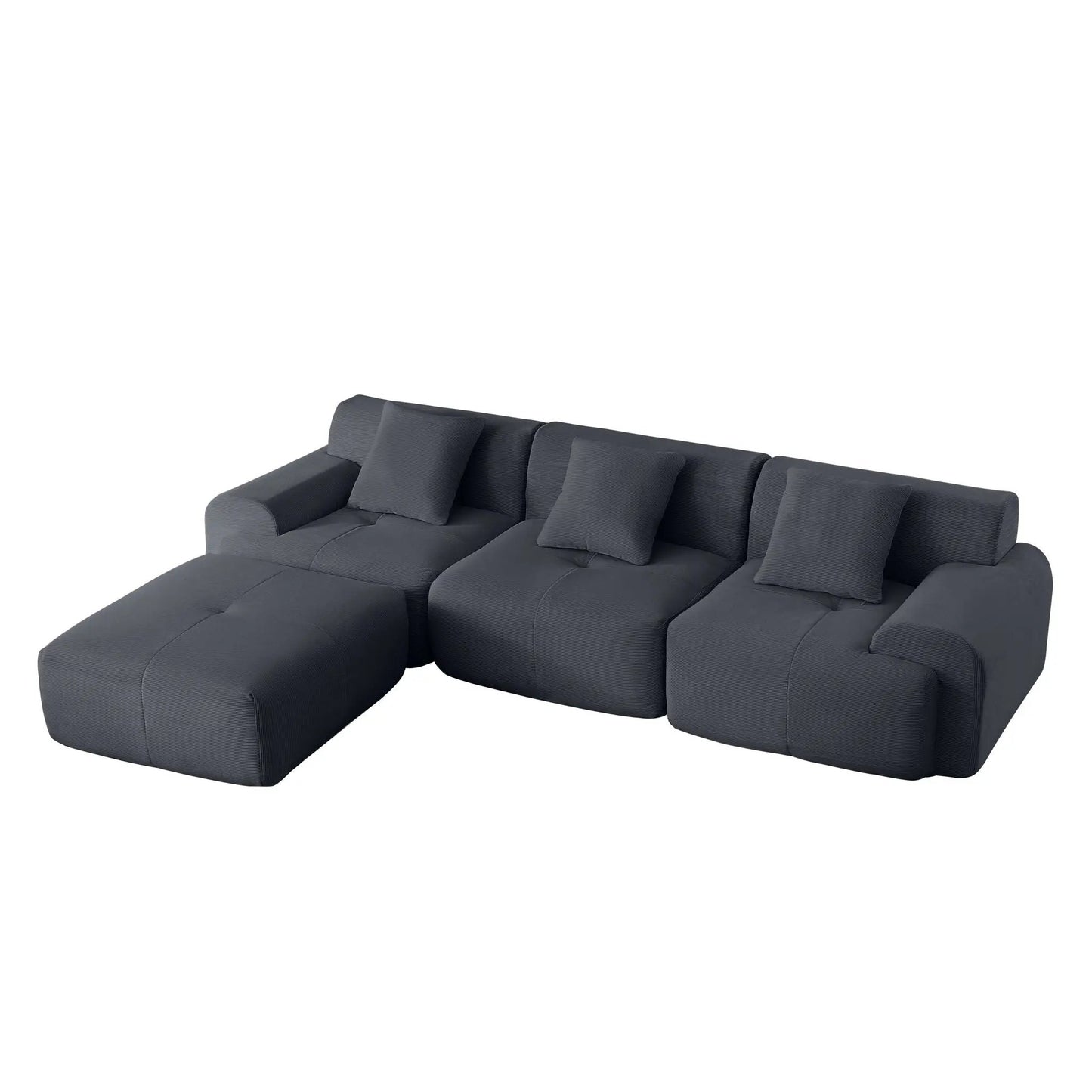 L-shaped modular sofa with movable ottoman in dark gray fabric, 2-piece set on Tampa Home & Garden Store