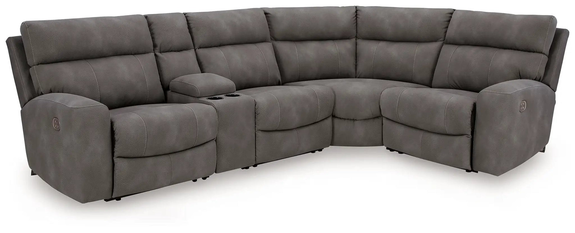 Next-Gen Durapella reclining sectional in gray fabric with center console cupholders by Unique Piece Furniture on Tampa Home & Garden Store