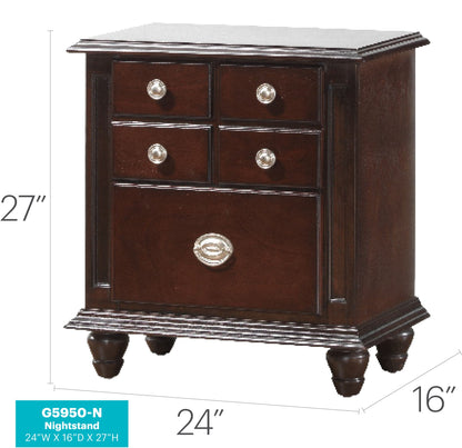 Cappuccino accent nightstand with real wood veneers, 5-drawer design by HouseOfZazla on Tampa Home & Garden Store
