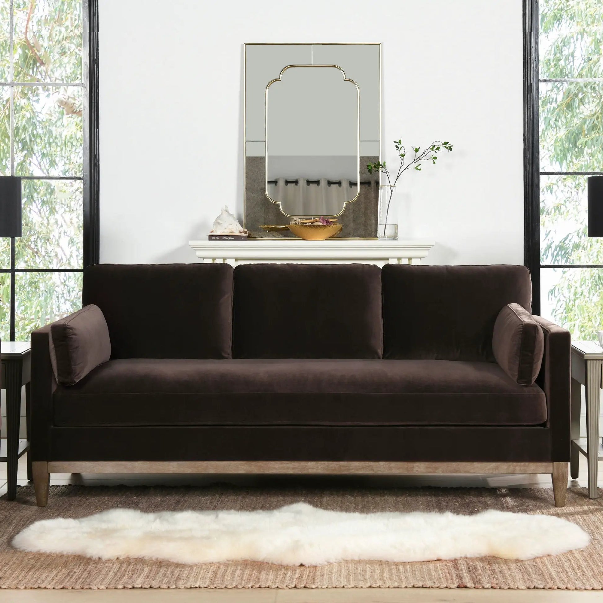 Knox - Modern Farmhouse Stationary Sofa in dark brown fabric by Unique Piece Furniture on Tampa Home & Garden Store