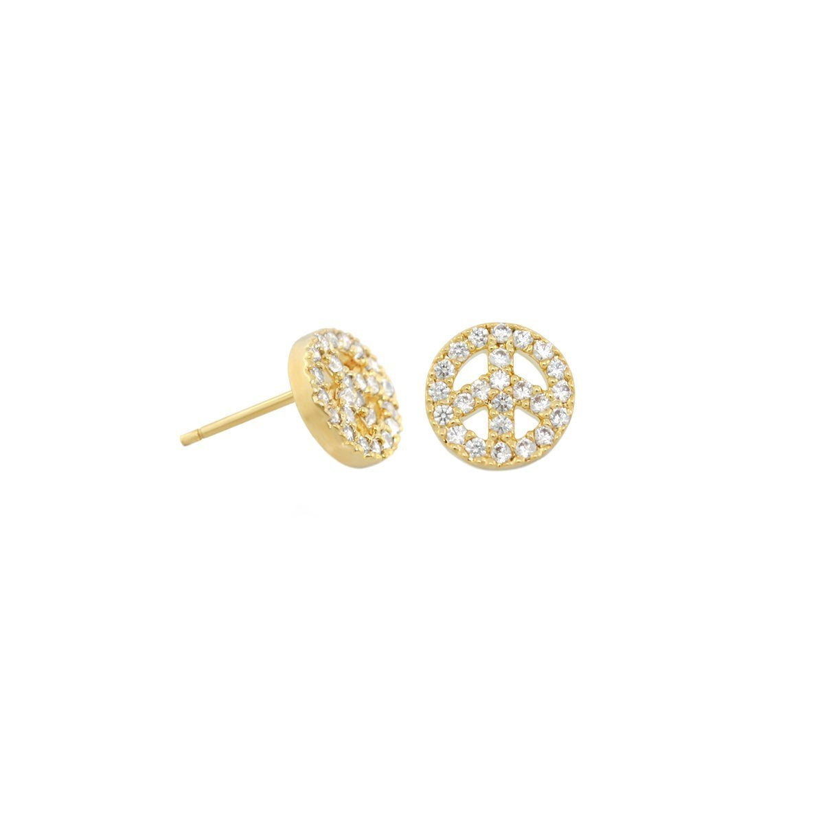 Girls Peace Sign Earrings, Lauren G Adams gold-tone studs with pavé crystals, 2-piece set on Tampa Home & Garden Store