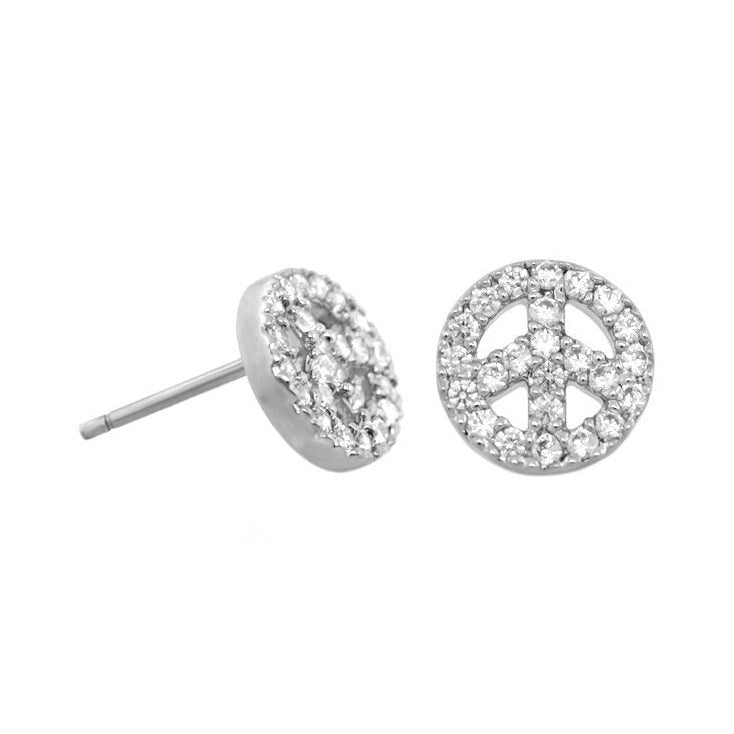Lauren G Adams Girls Peace Sign Earrings, silver-tone crystal studs, 2-piece set on Tampa Home & Garden Store