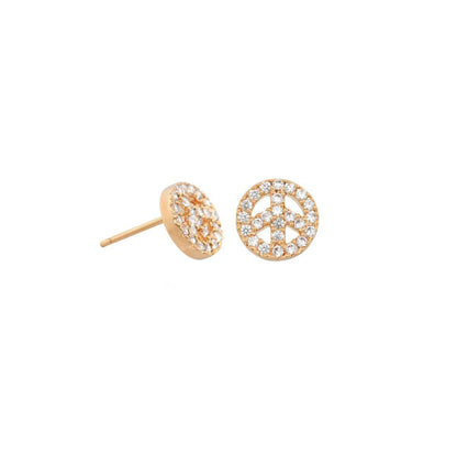 Girls Peace Sign Earrings Lauren G Adams rose gold tone circular pavé crystal studs 2 earrings on Tampa Home & Garden Store