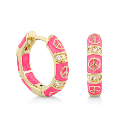 Peaceful Kids Earrings set: pink enamel earrings with peace signs, gold-tone, 2pc Lauren G Adams on Tampa Home & Garden Store