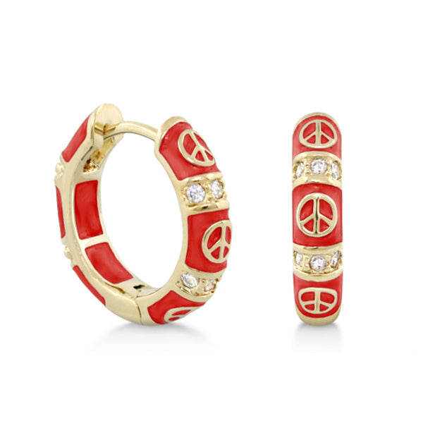 Peaceful Kids Earrings by Lauren G Adams: red enamel hoops with crystal accents, set of 2 on Tampa Home & Garden Store