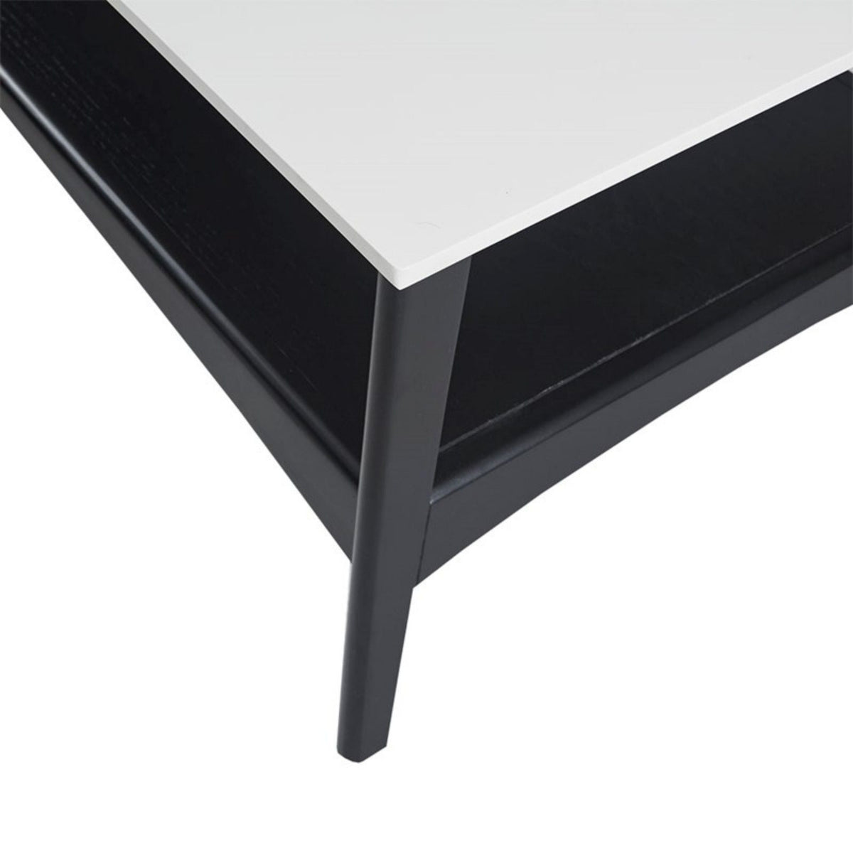 Coffee table with white top and dark brown frame, modern design with gray legs on Tampa Home & Garden Store