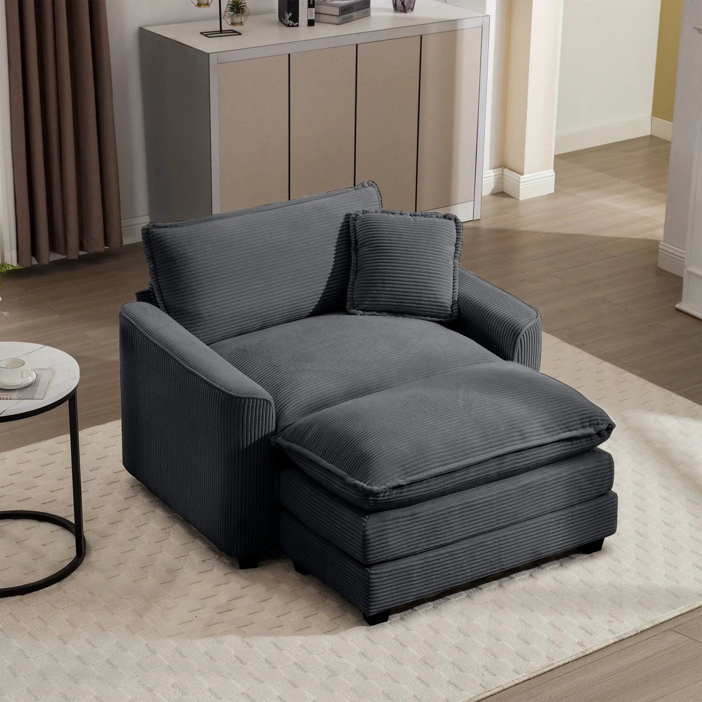 Classic Modern Comfortable Chair With Footstool