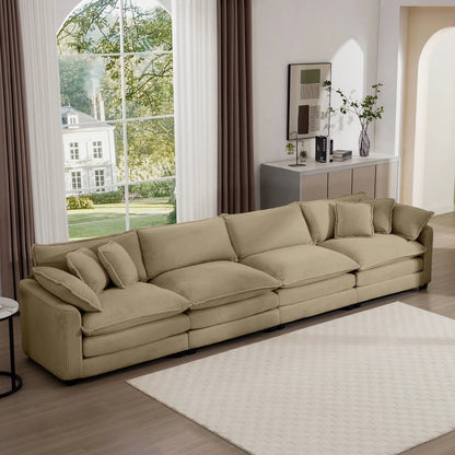 Modern Upholstered 4 Seater Sofa With Pillows