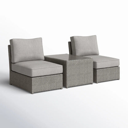 Modern Wicker Outdoor Seating Set with Cushions, 3-piece grey wicker by HouseOfZazla on Tampa Home & Garden Store