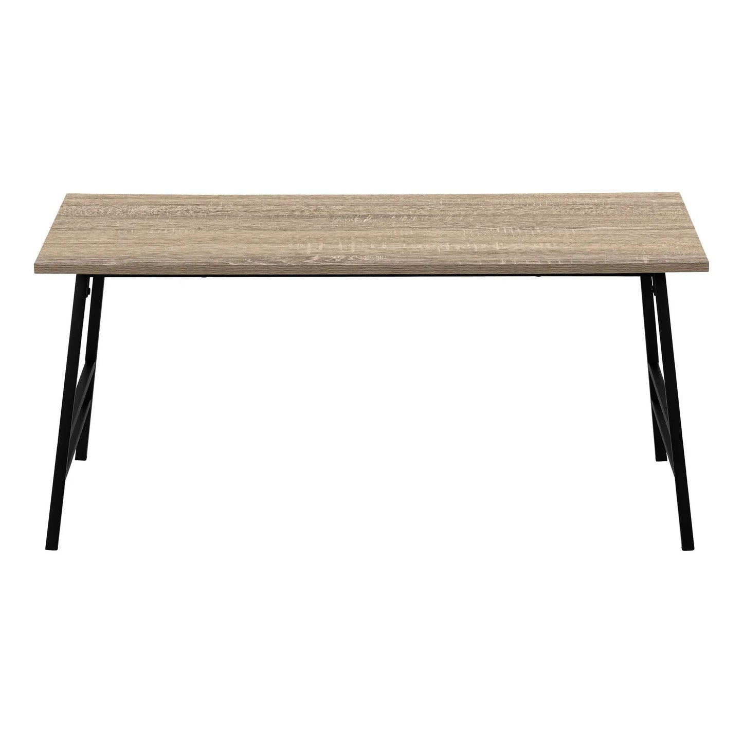 Rectangular coffee table with wood finish top and black metal legs by Unique Piece Furniture on Tampa Home & Garden Store