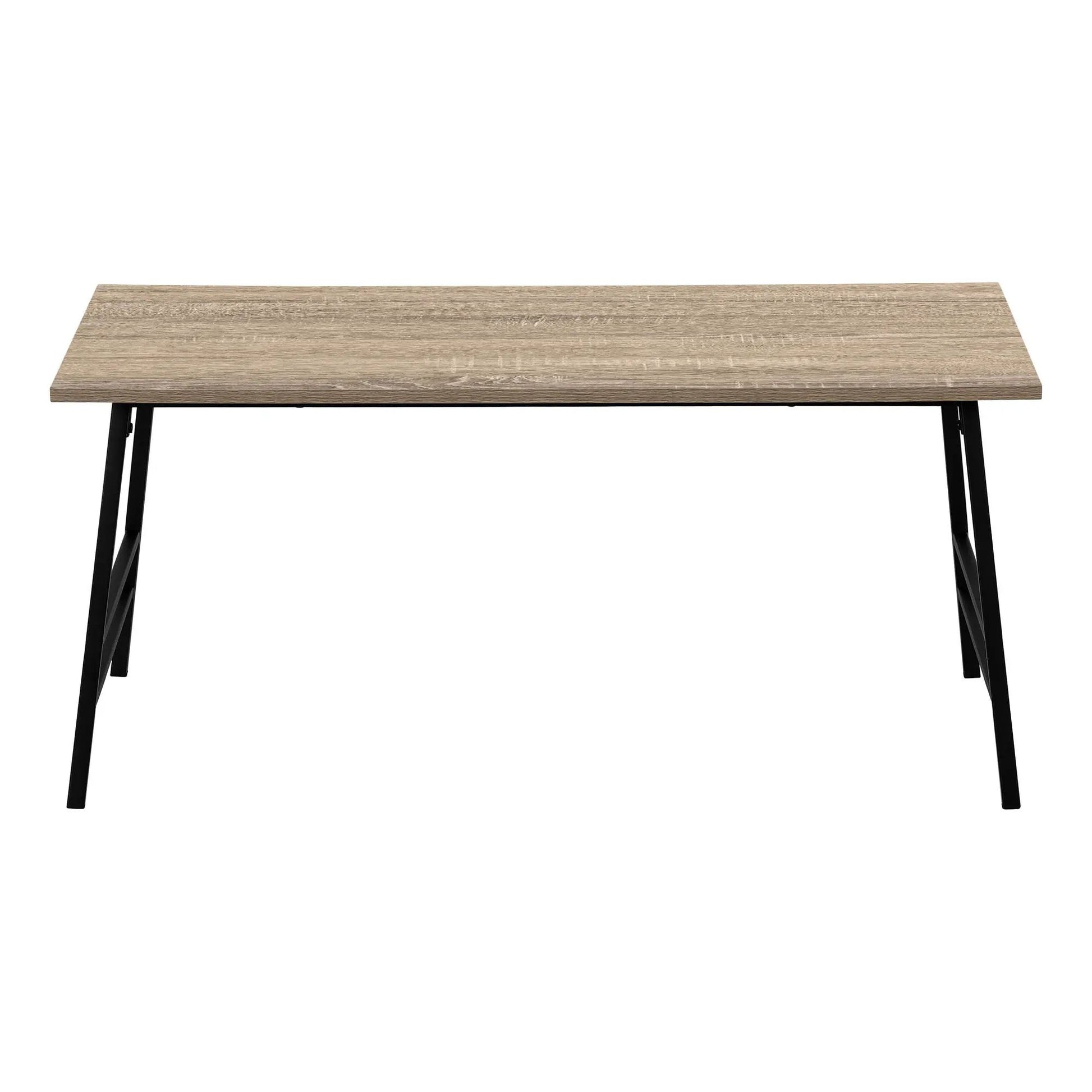 Rectangular coffee table with wood finish top and black metal legs by Unique Piece Furniture on Tampa Home & Garden Store