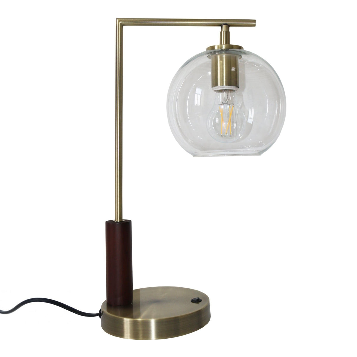 Villa desk lamp gold with clear glass globe and brass finish by HouseOfZazla on Tampa Home & Garden Store
