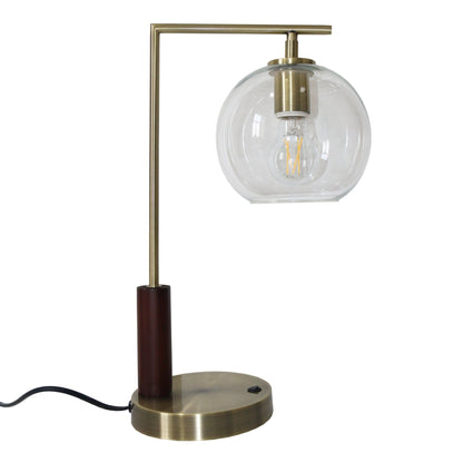 Villa desk lamp gold with clear glass globe and brass finish by HouseOfZazla on Tampa Home & Garden Store