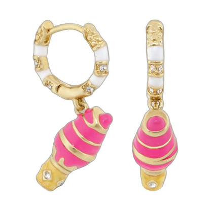 Girls Huggie Ice Cream Cone Earrings pair Lauren G Adams gold-tone pink ice cream cones on Tampa Home & Garden Store