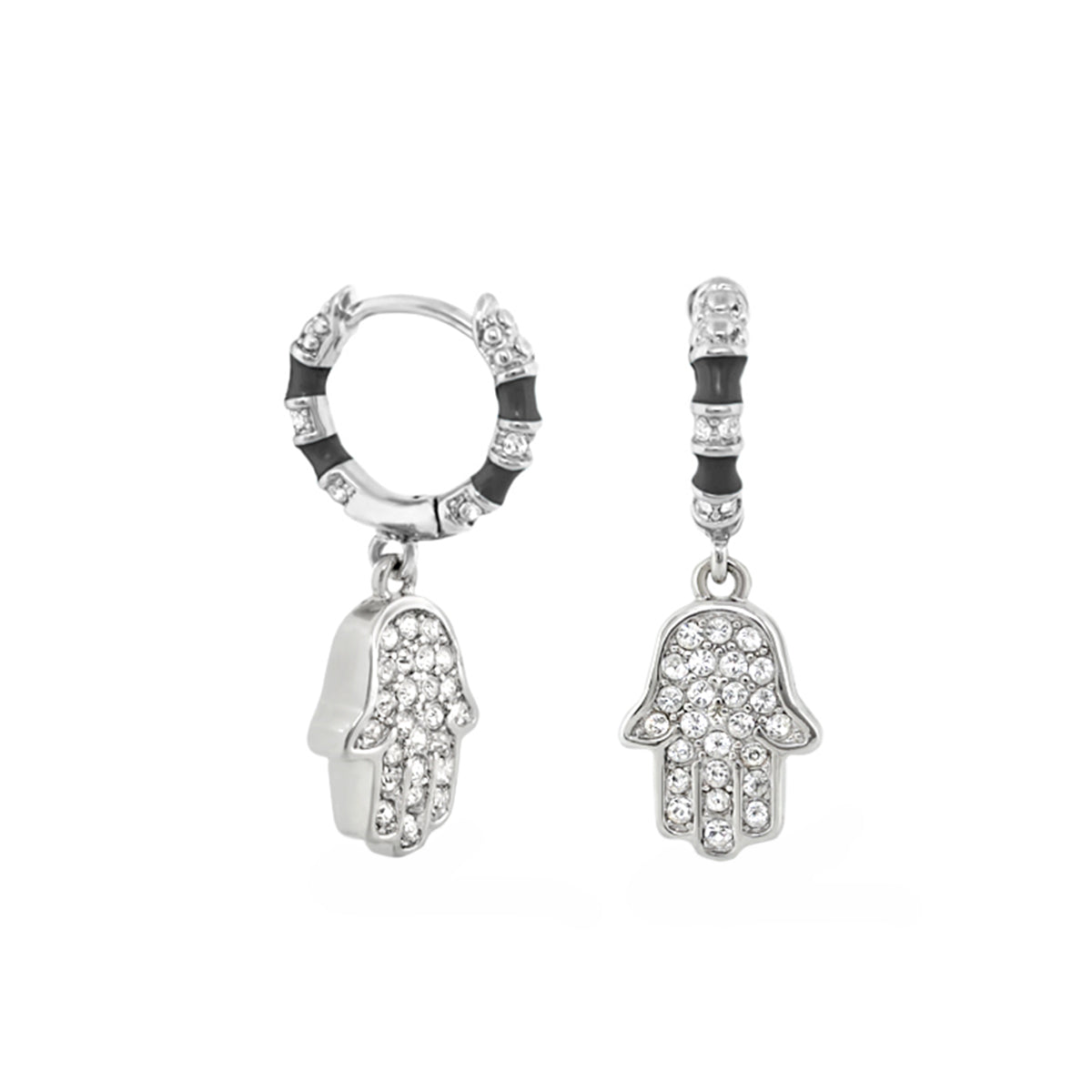 Girl's Hamsa Huggie Earrings by Lauren G Adams, hand charms, set of 2 in silver tone Garden Store on Tampa Home & Garden Store