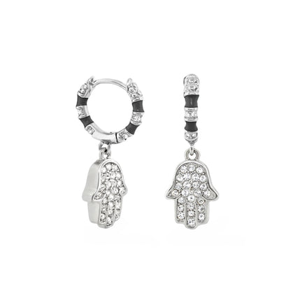 Girl's Hamsa Huggie Earrings by Lauren G Adams, hand charms, set of 2 in silver tone Garden Store on Tampa Home & Garden Store