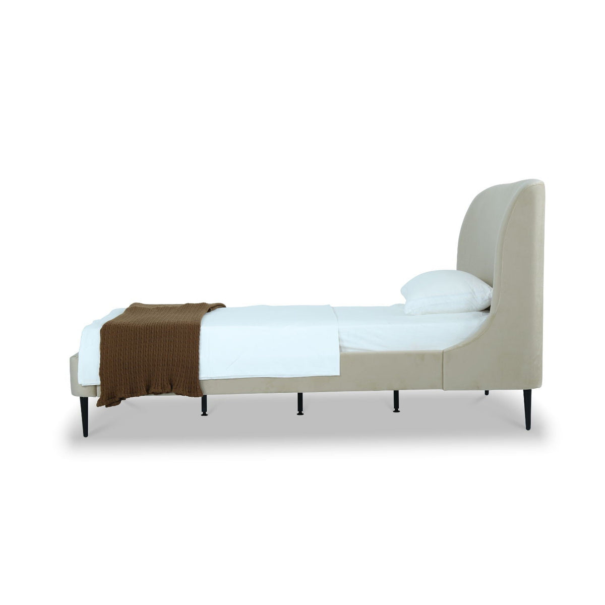 Heather - Upholstered Bed With Curved Headboard beige fabric, HouseOfZazla on Tampa Home & Garden Store