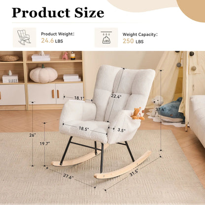 Rocker Chair Teddy Fabric Ivory Nursery Chair by Unique Piece Furniture on Tampa Home & Garden Store