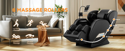 2024 HouseOfZazla massage chair recliner with zero gravity and full body air pressure, black on Tampa Home & Garden Store
