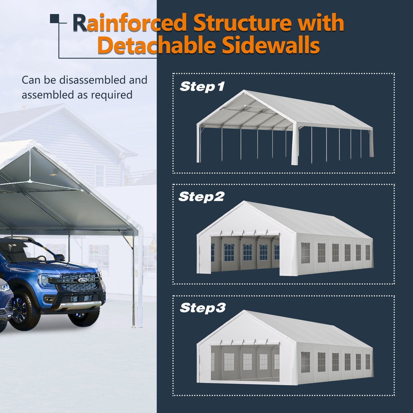 20x40ft heavy duty party tent canopy by HouseOfZazla, white with removable walls and steel frame on Tampa Home & Garden Store