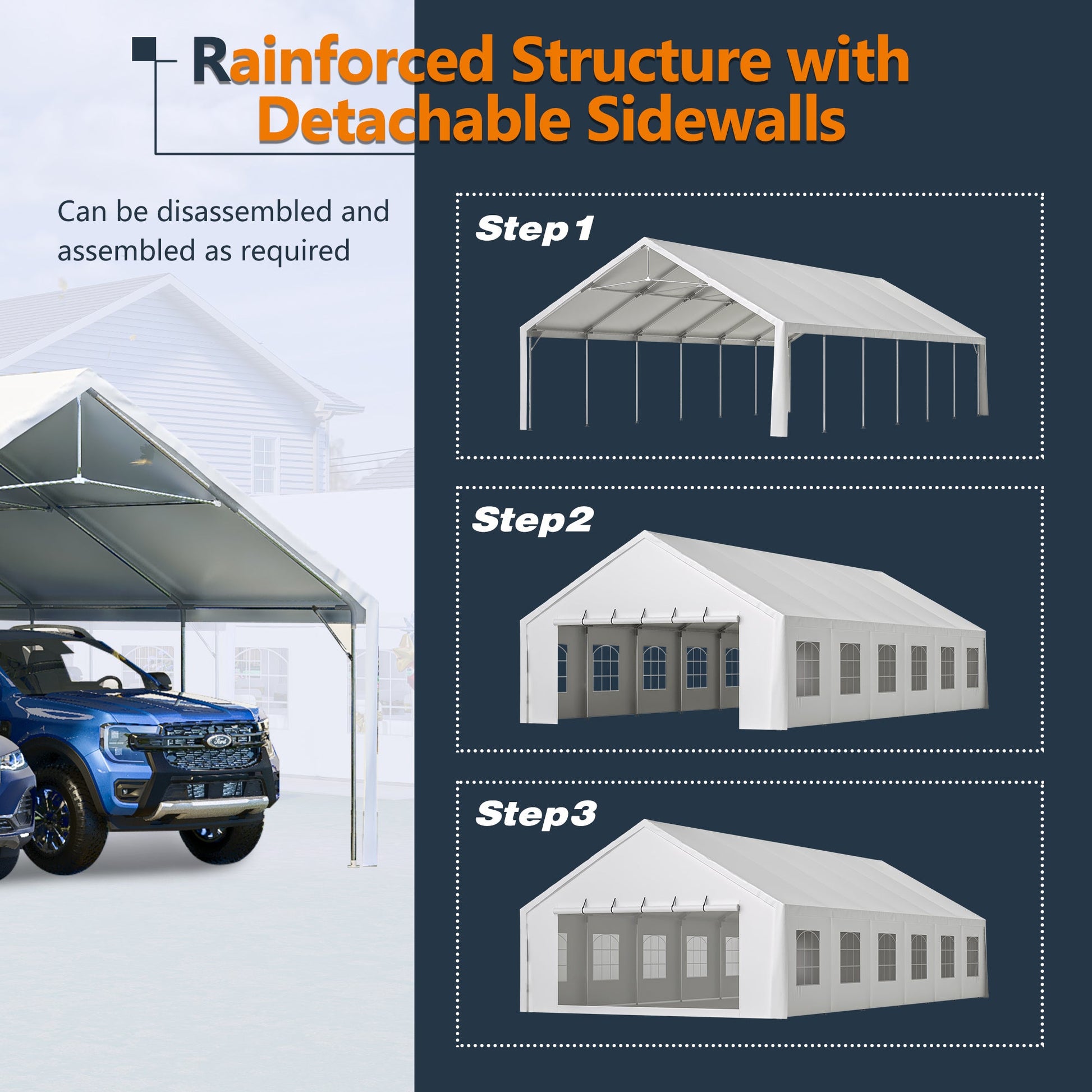 20x40ft heavy duty party tent canopy by HouseOfZazla, white with removable walls and steel frame on Tampa Home & Garden Store