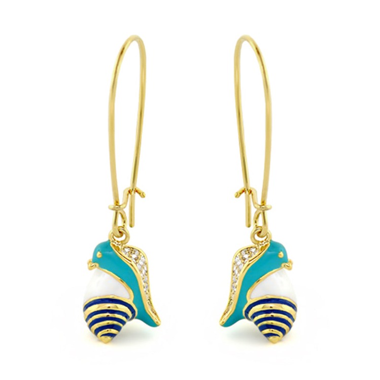 Dream Garden Snail Earrings pair by Lauren G Adams, gold hoops with turquoise snail charms on Tampa Home & Garden Store