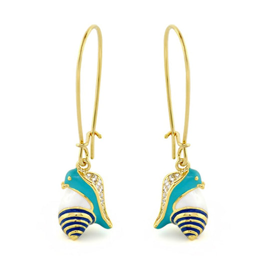 Dream Garden Snail Earrings pair by Lauren G Adams, gold hoops with turquoise snail charms on Tampa Home & Garden Store