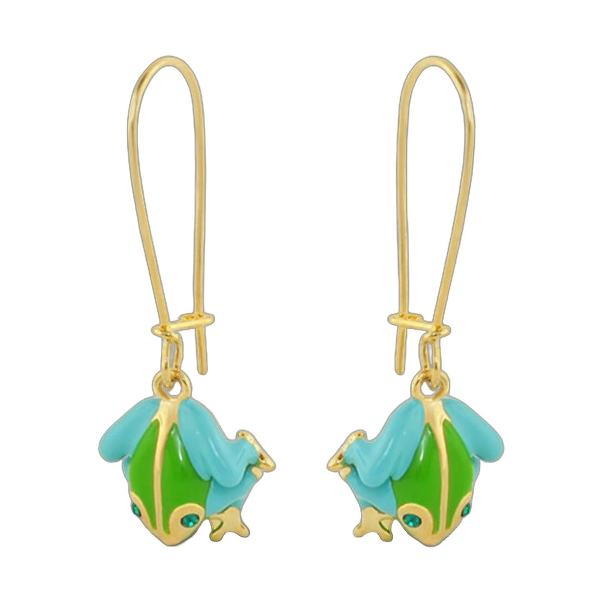 Dream Garden Frog Earrings by Lauren G Adams, gold-tone hoops with enamel frog charms on Tampa Home & Garden Store
