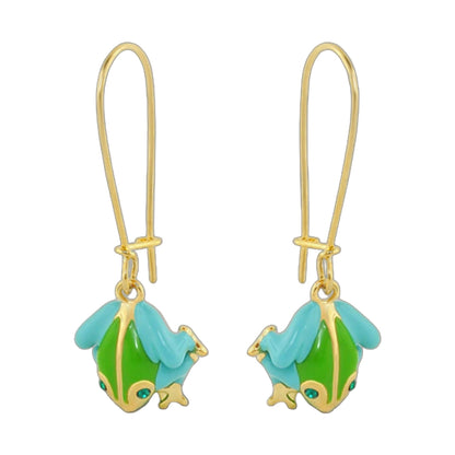 Dream Garden Frog Earrings by Lauren G Adams, gold-tone hoops with enamel frog charms on Tampa Home & Garden Store