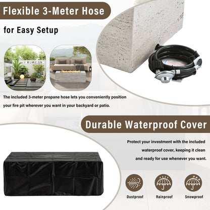 Outdoor Rectangular Propane Fire Pit for Patios