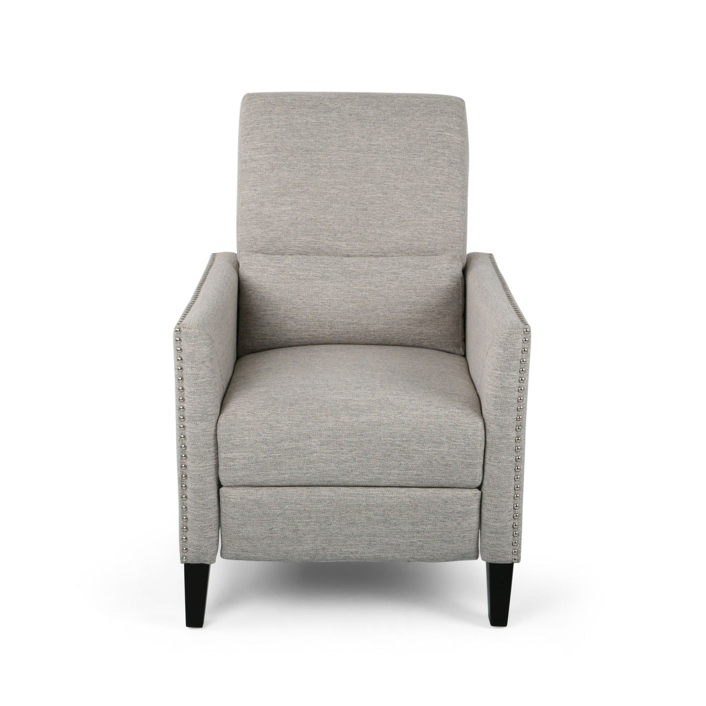 Kiersten Contemporary Fabric Pushback Recliner gray fabric with nailhead trim HouseOfZazla on Tampa Home & Garden Store