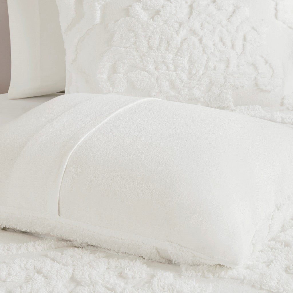 Duvet cover set King/Cal King off-white tufted cotton chenille damask by HouseOfZazla on Tampa Home & Garden Store
