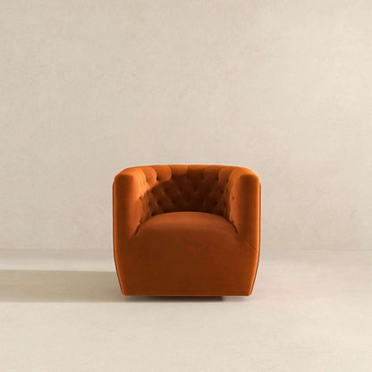 Delaney Ergonomic Design Swivel Chair orange tufted velvet upholstery, partial view on Tampa Home & Garden Store