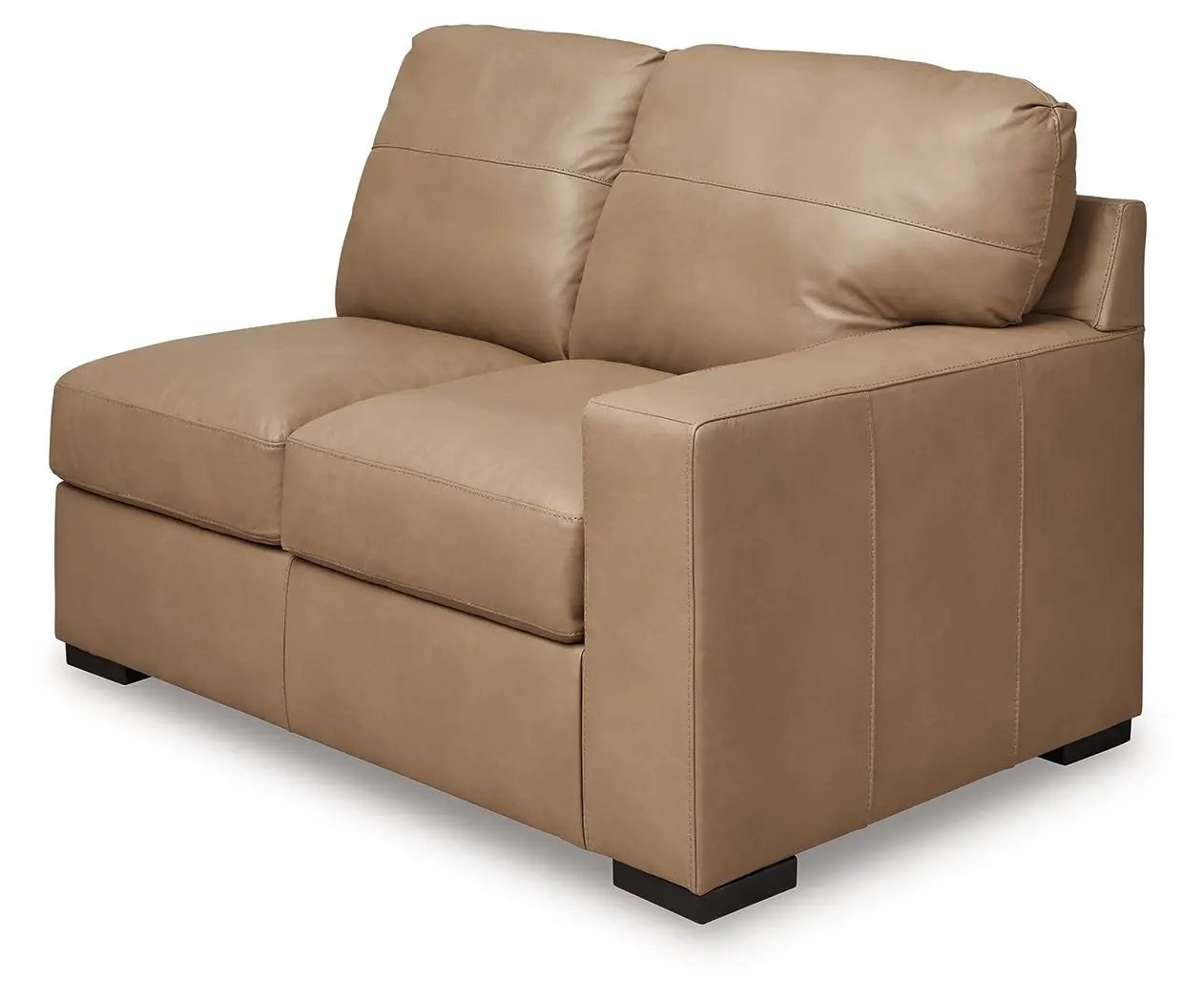 Bandon sectional tan leather stationary sofa with wide arms by Unique Piece Furniture on Tampa Home & Garden Store