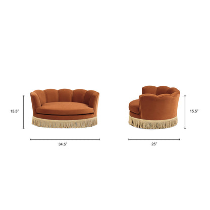 Clara 34.5in scalloped pet sofa bed burnt orange two-piece set with fringe by HouseOfZazla on Tampa Home & Garden Store