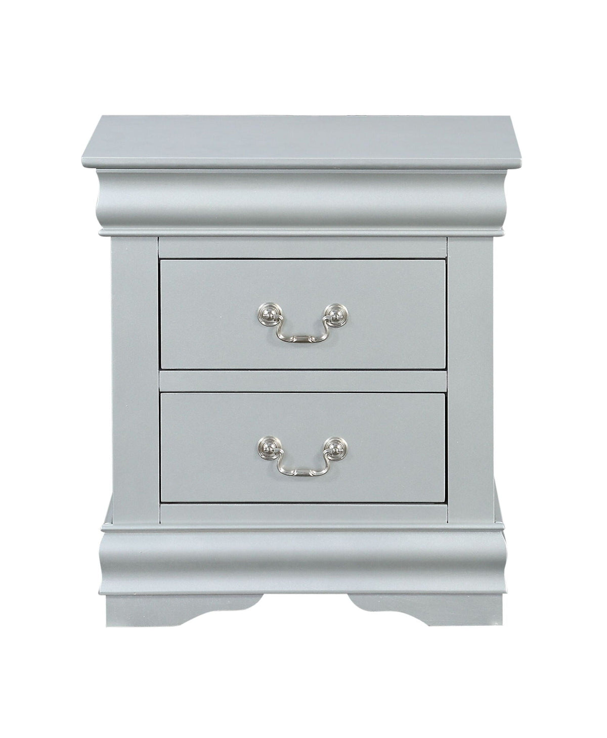 Louis Philippe III Sleek Design Nightstand gray finish with curved trim HouseOfZazla on Tampa Home & Garden Store