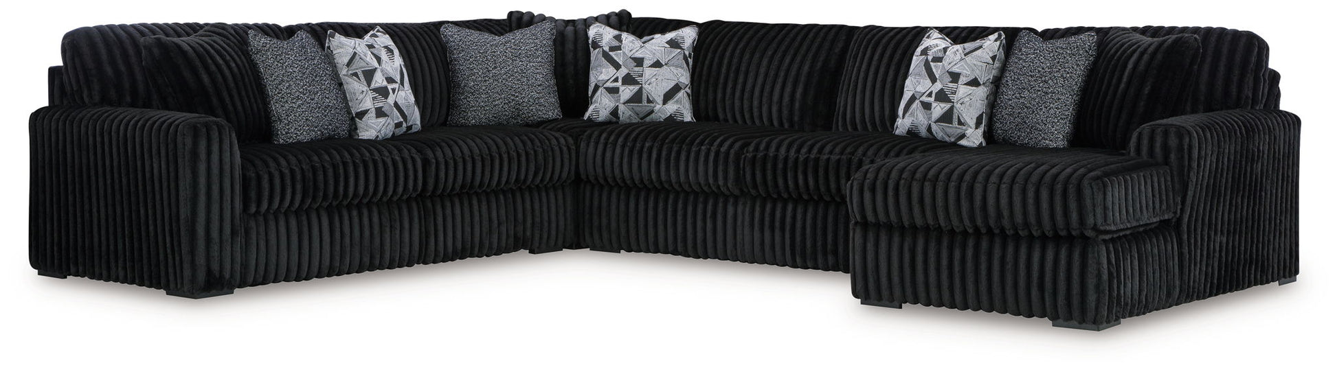 Midnight-Madness 4-Piece Sectional Set black velvet chaise Unique Piece Furniture on Tampa Home & Garden Store