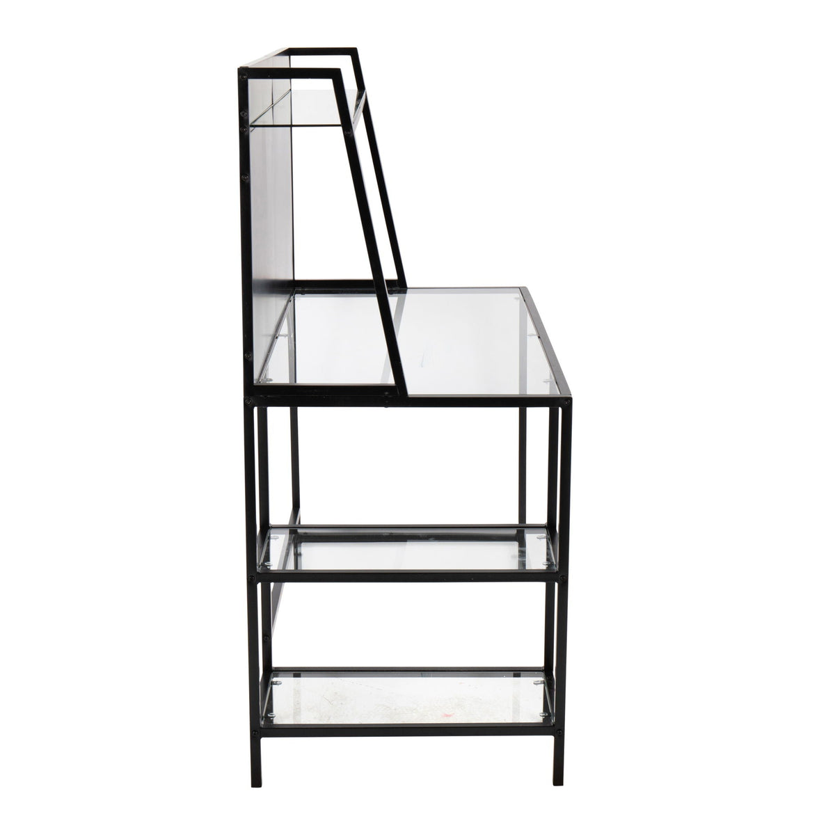 Contemporary glass writing desk with storage shelves, black metal frame HouseOfZazla on Tampa Home & Garden Store