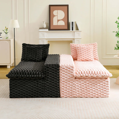 Modular Four Seater Sofa In Pink And Black
