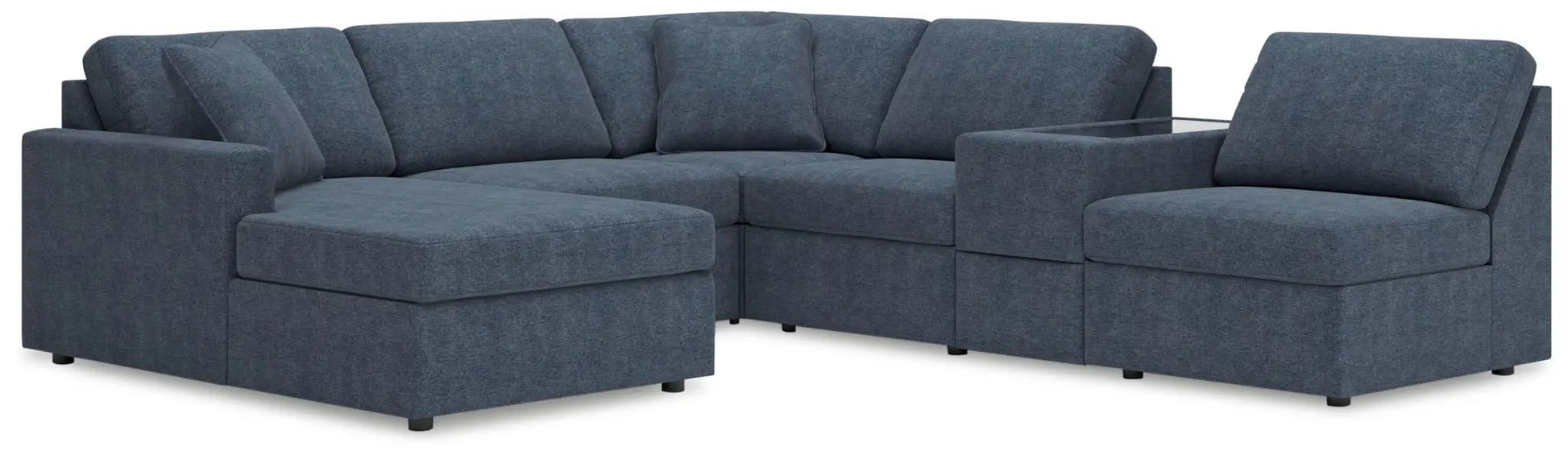 Modmax Sectional Ink with chaise in blue upholstery, stationary sofa by Unique Piece Furniture on Tampa Home & Garden Store