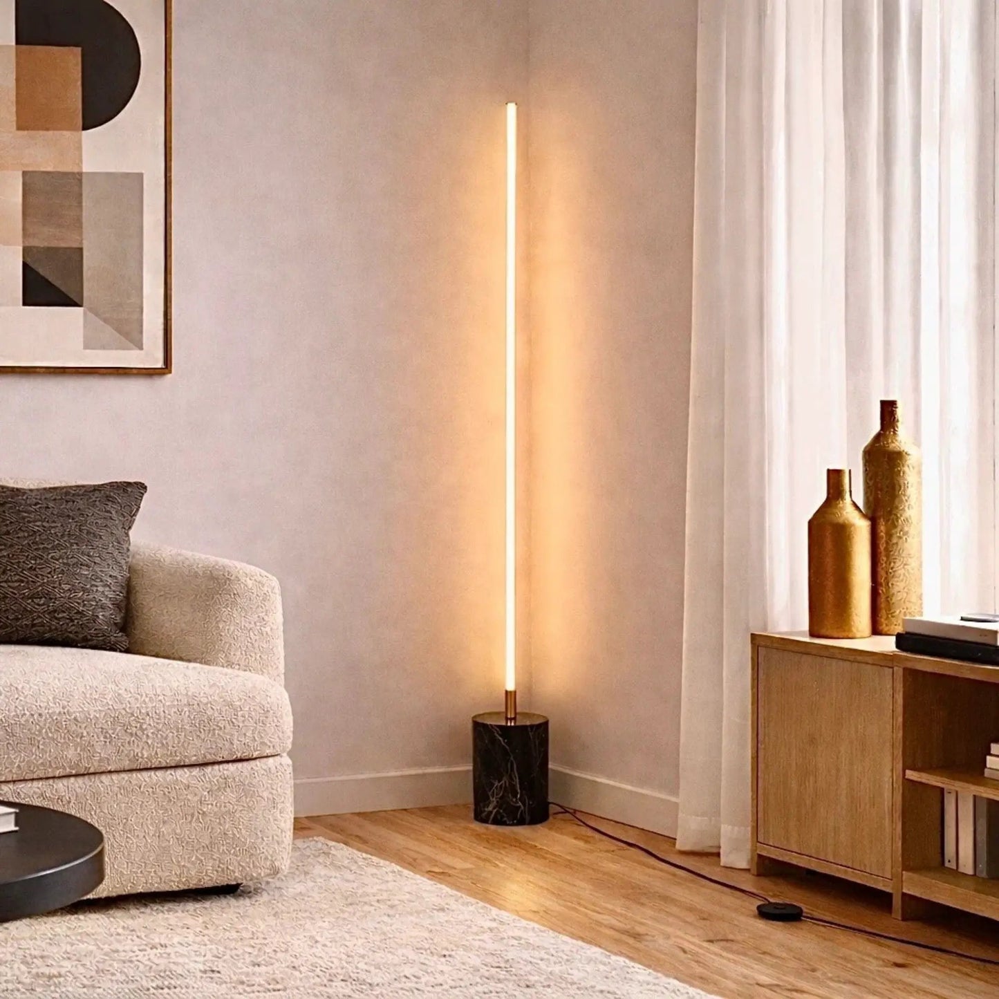 Prism LED Floor Lamp with on off Switch Base Gold