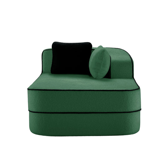 ELYSEES Right Chaise Sofa with Pillows in Teddy Green fabric by HouseOfZazla on Tampa Home & Garden Store