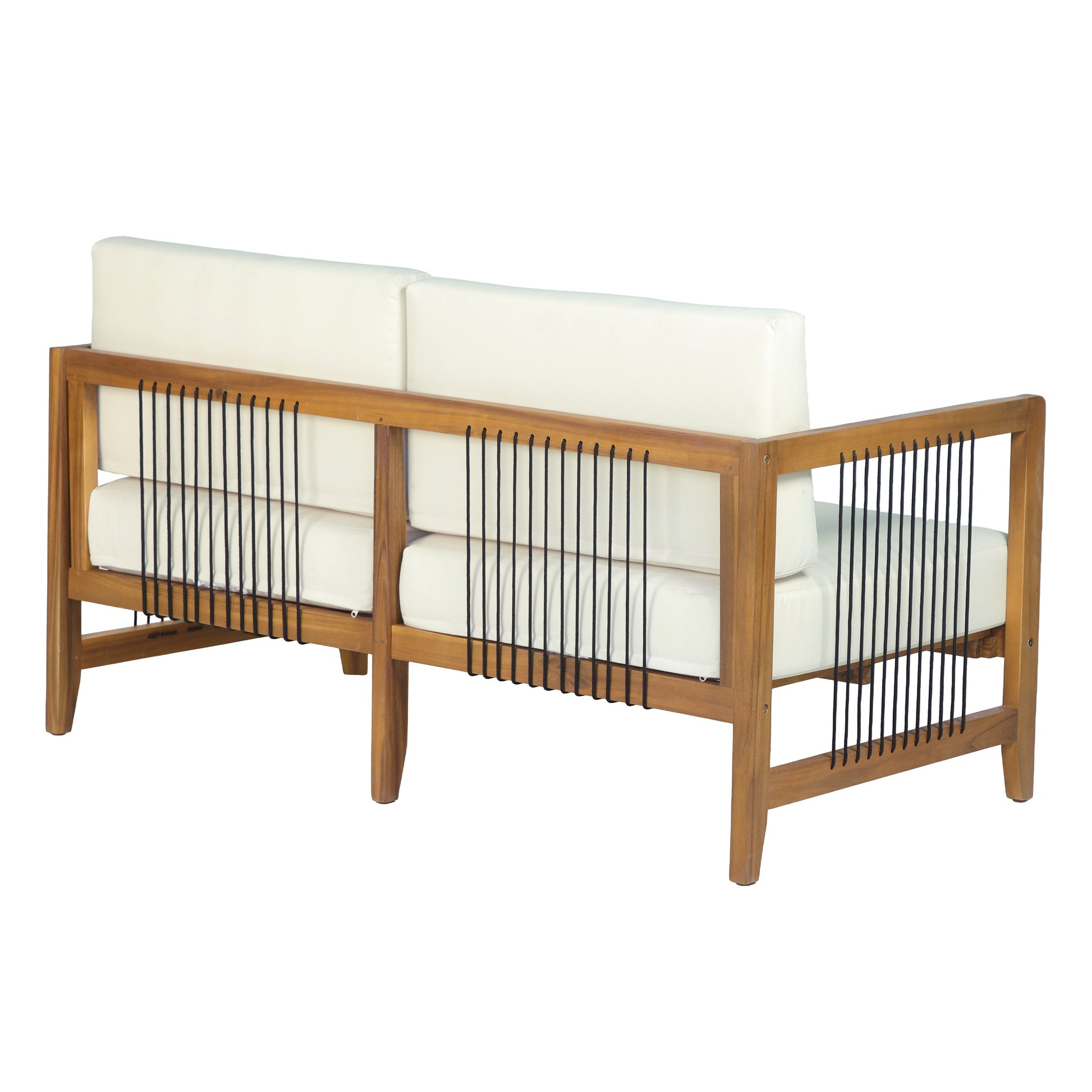 4-Piece Acacia Wood Outdoor Patio Sofa Set with white cushions by HouseOfZazla on Tampa Home & Garden Store