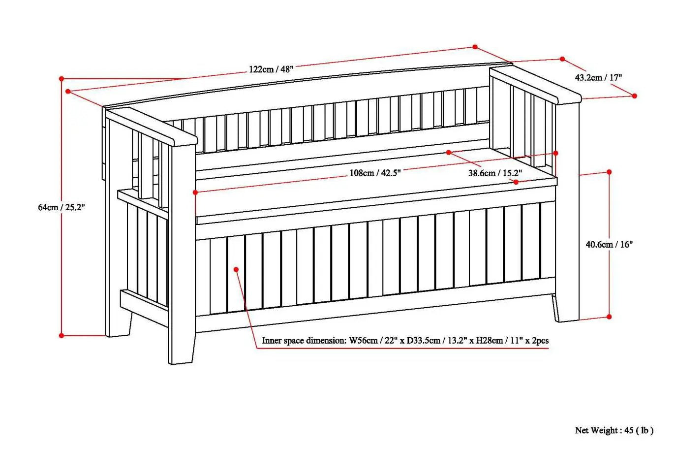 Acadian Entryway Storage Bench with Lift Lid