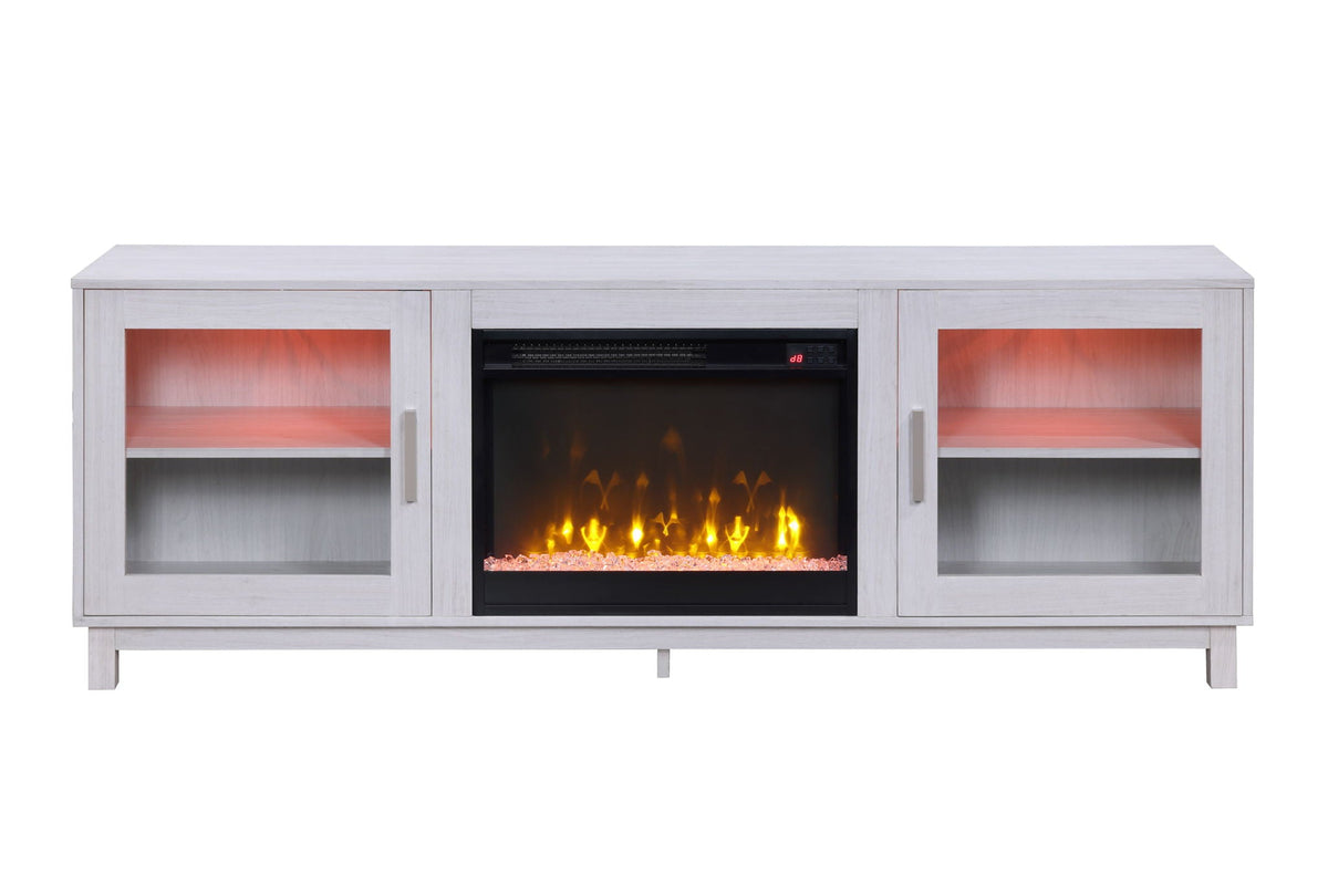 White Walnut Fireplace TV Stand Console with Integrated Heater - 70 Inch, HouseOfZazla on Tampa Home & Garden Store