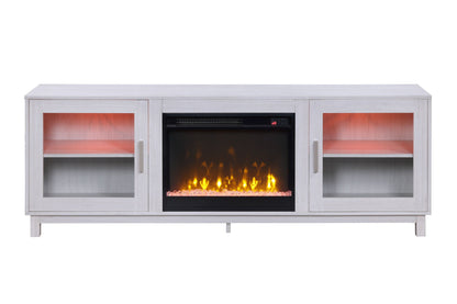 White Walnut Fireplace TV Stand Console with Integrated Heater - 70 Inch, HouseOfZazla on Tampa Home & Garden Store